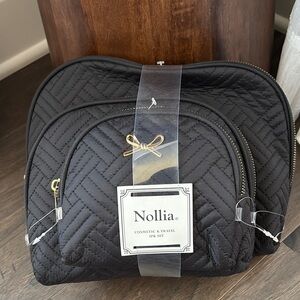 Nollia Cosmetic & Travel 3 pk set,quilted,gold zippers, vinyl interior,easy care